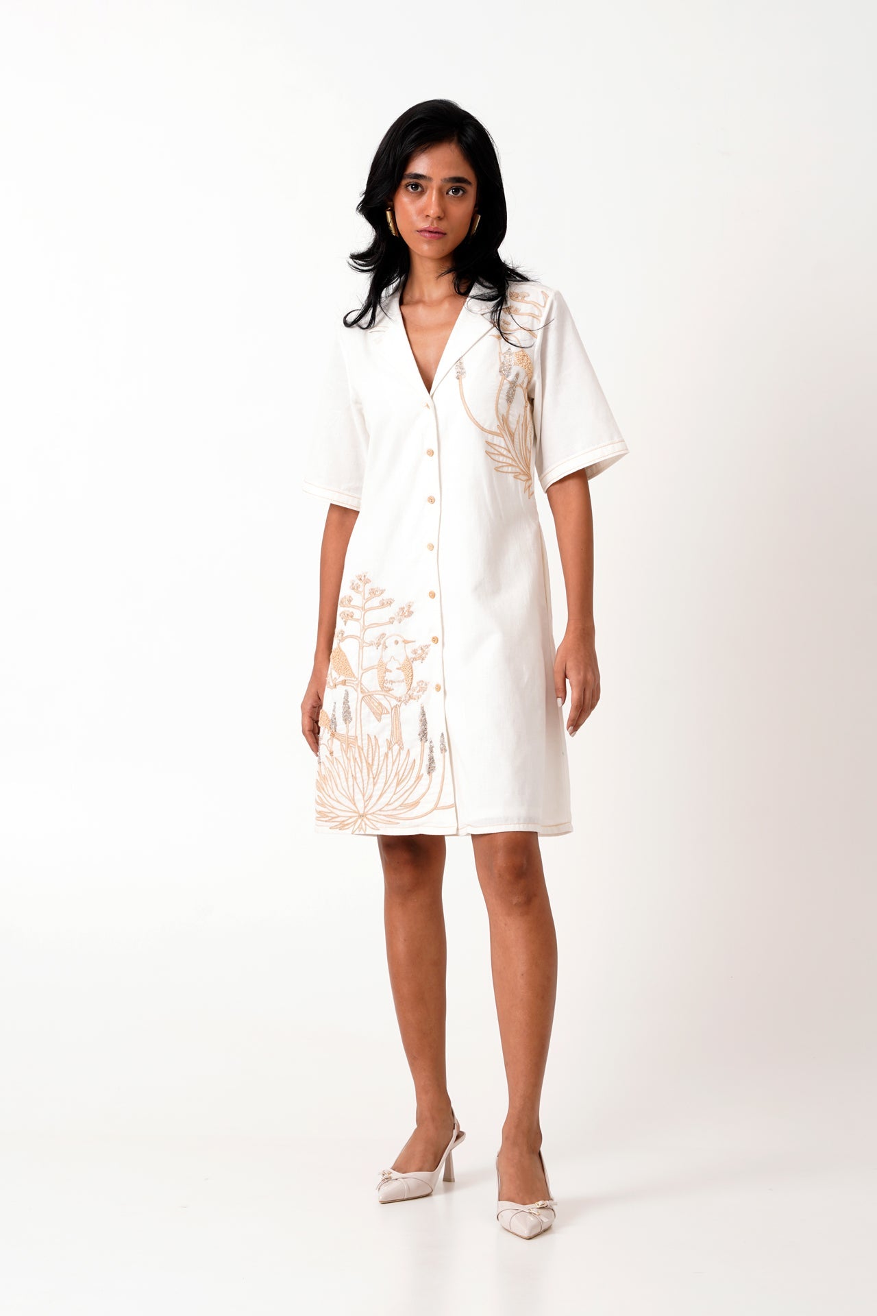 White Taiwo - Embroidered Shirt Dress - CiceroniDressesMadder Much