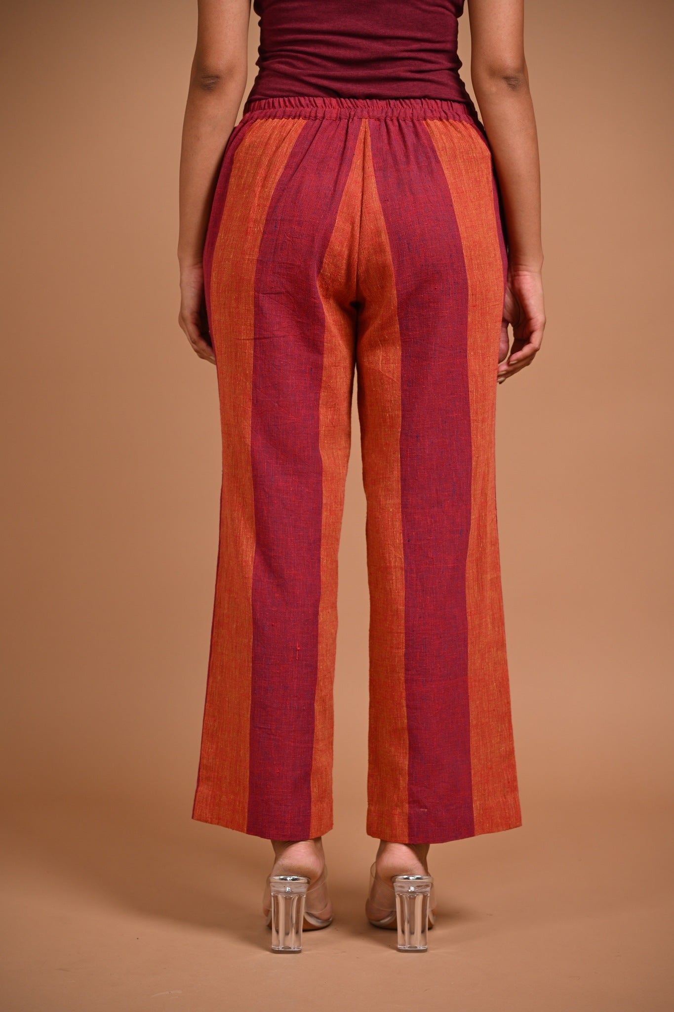 Wide Striped Pants in Red - CiceroniPantsRang by Rajvi