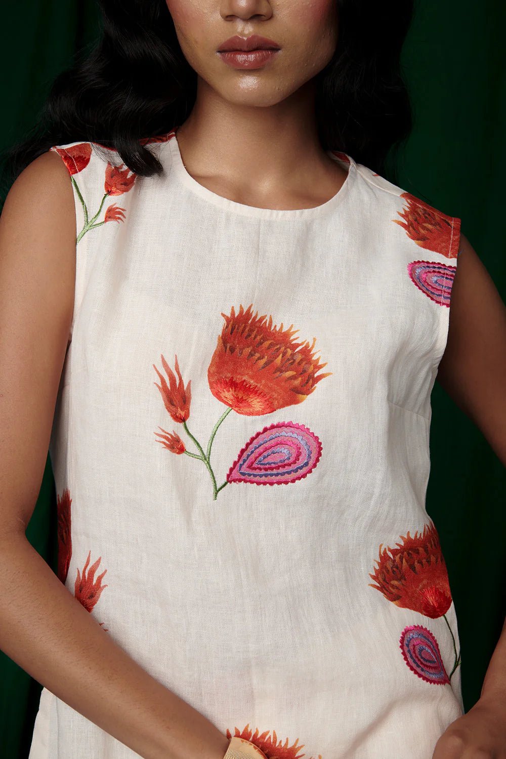 Wildflower Linen Fitted Kurta Set - CiceroniKurta Set, Festive WearSaphed