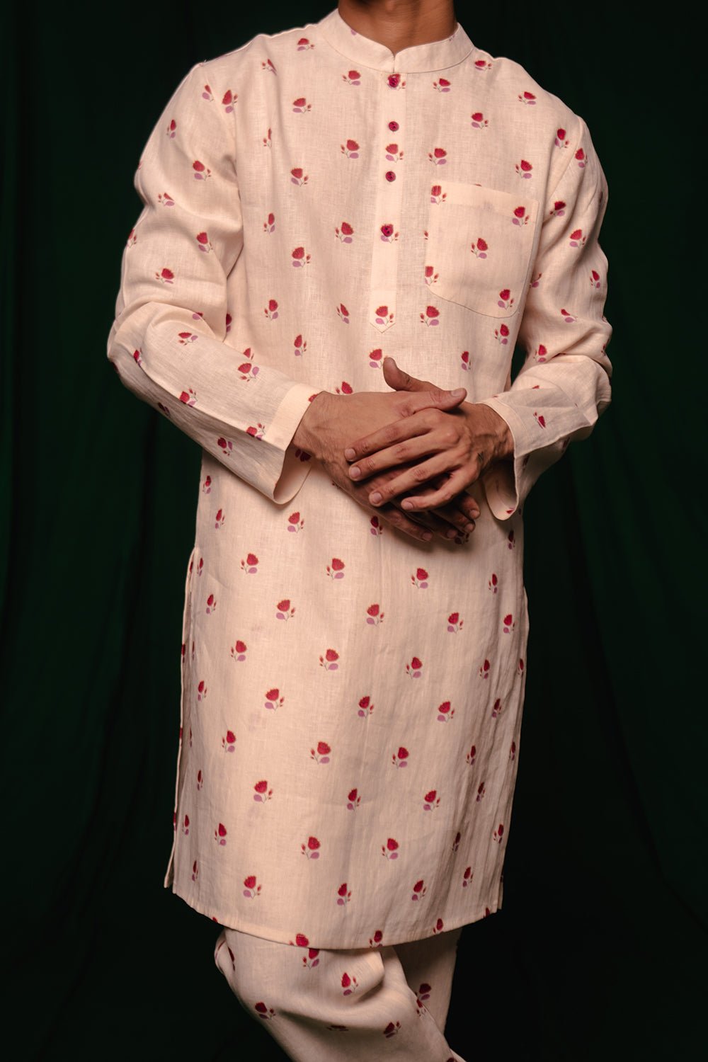 Wildflower Linen Men's Kurta - CiceroniKurta, Festive WearSaphed