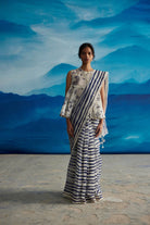 Willow Chanderi Stripe Saree With Petticoat - CiceroniSareeAhmev