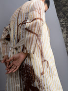 Wine Chanderi Dress & White Gold Botanical Trench Set - CiceroniDressesOtouto