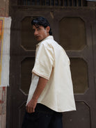 Winglore - Beige Appliqué Hand Embroiderd Pure Linen Vine Oversized Shirt - CiceroniUnisex ShirtsWinglore