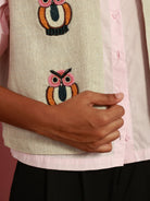 Winglore - Beige Hand Embroidered Hooters Owl Gilet - CiceroniJacketsWinglore