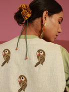 Winglore - Beige Hand Embroidered Parakeets Gilet - CiceroniJacketsWinglore