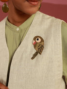 Winglore - Beige Hand Embroidered Parakeets Gilet - CiceroniJacketsWinglore