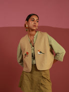 Winglore - Beige The Perch Hand Embroidered Gilet - CiceroniJacketsWinglore