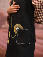 Winglore - Black Linen Hand Embroidered Curious BIrd Short Dress - CiceroniDressesWinglore
