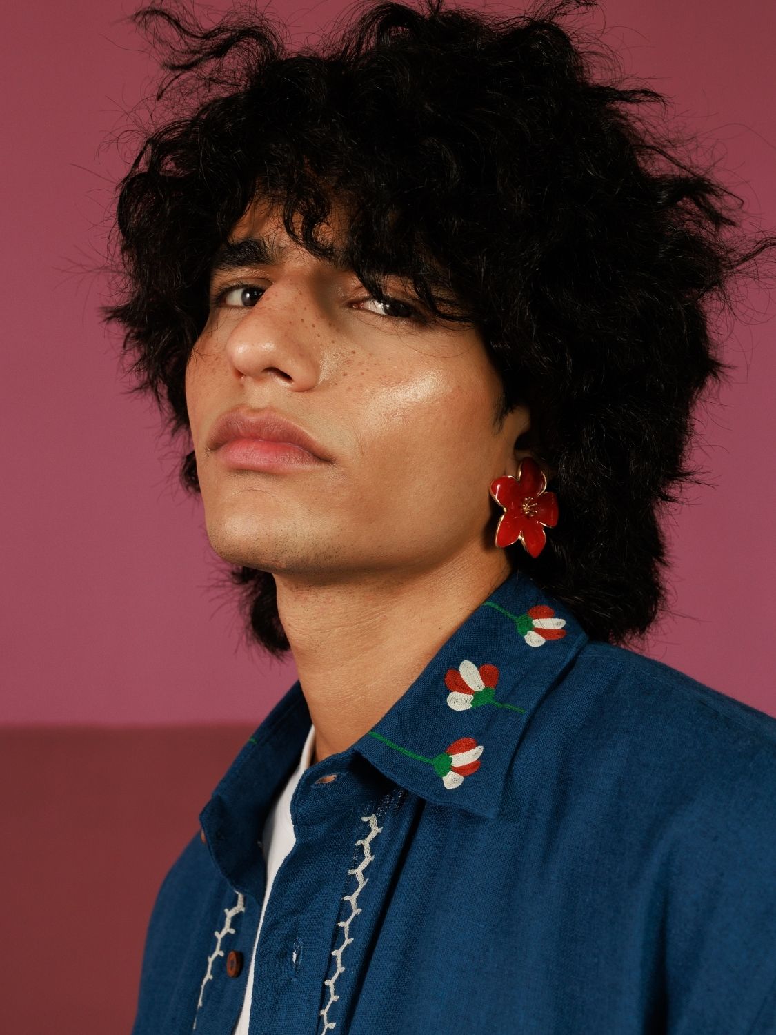 Winglore - Blue Hand Embroiderd Pure Linen Oversized Shirt - CiceroniUnisex ShirtsWinglore