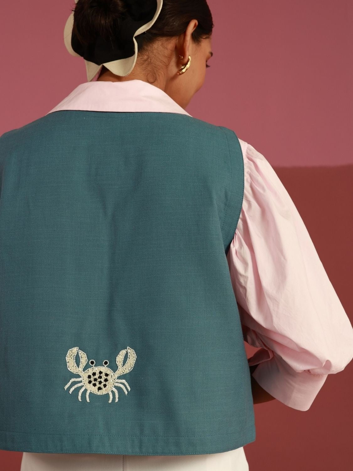Winglore - Blue The Crabby Edit Hand-Embroidered Gilet - CiceroniJacketsWinglore