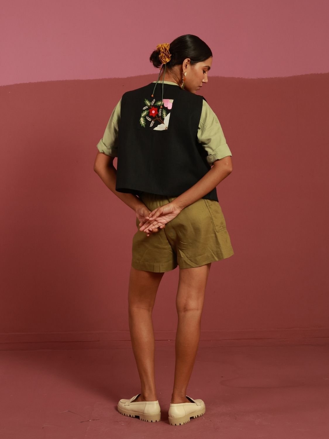 Winglore - Bold Black Patch Hand Embroidered Gilet - CiceroniJacketsWinglore