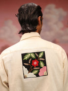 Winglore - Cream Bold Black Patch Hand Embroiderd Pure Linen Oversized Shirt - CiceroniUnisex ShirtsWinglore