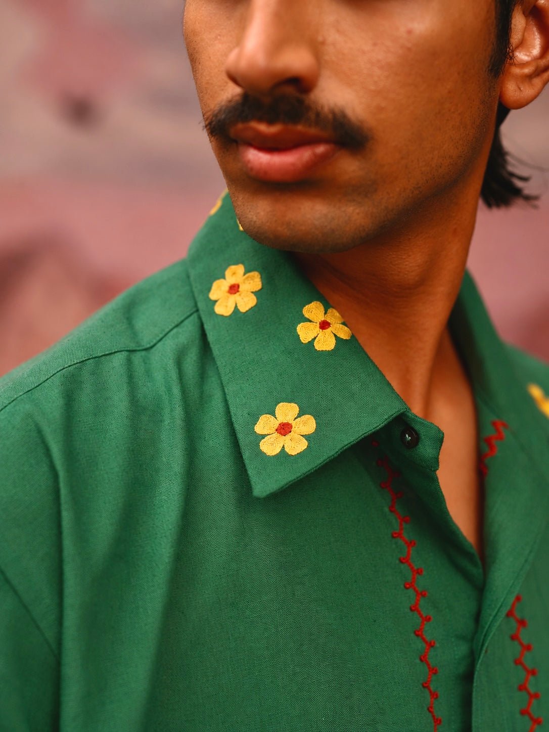 Winglore - Green Hand Embroiderd Pure Linen Birdy Oversized Shirt - CiceroniUnisex ShirtsWinglore