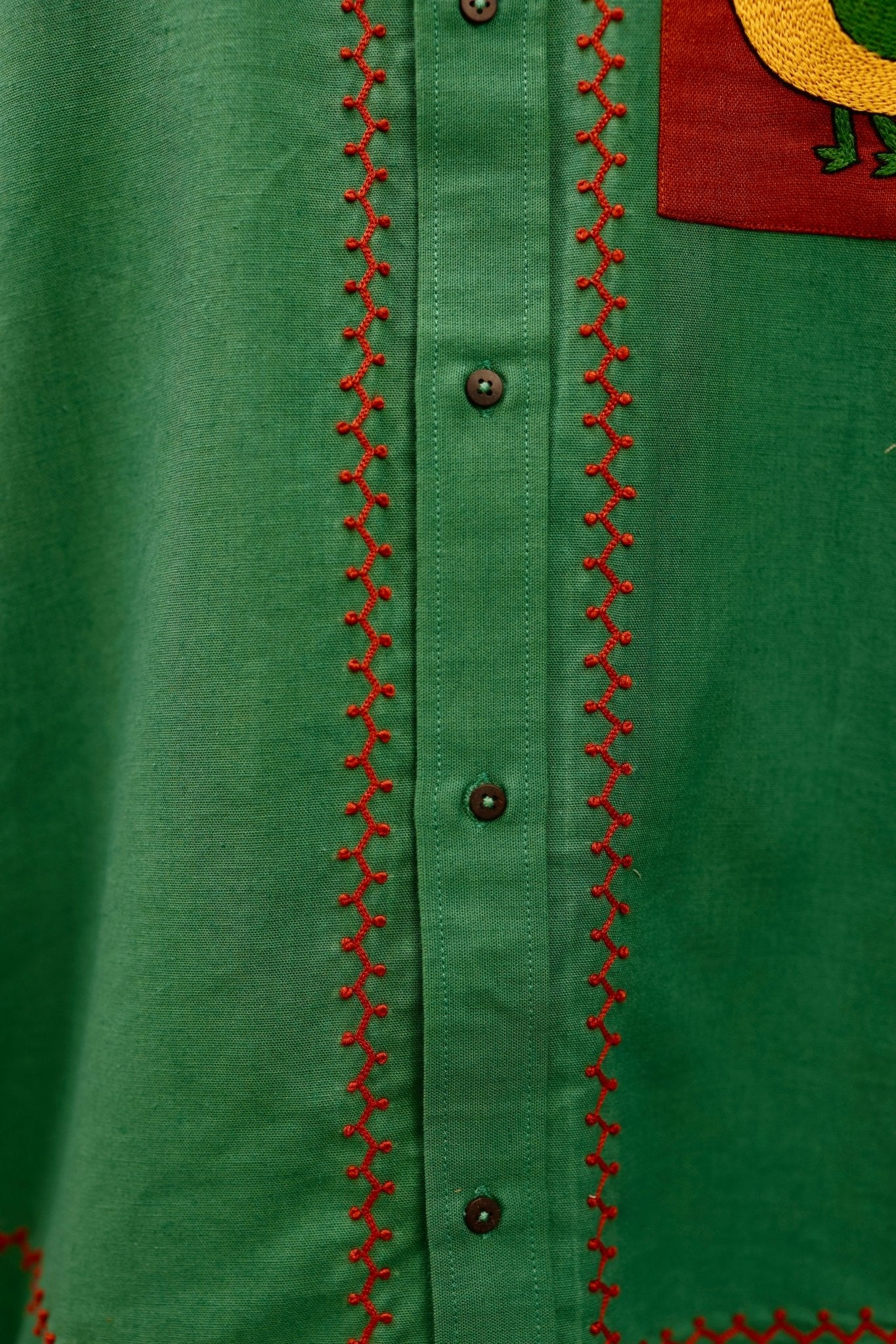 Winglore - Green Hand Embroiderd Pure Linen Birdy Oversized Shirt - CiceroniUnisex ShirtsWinglore