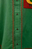 Winglore - Green Hand Embroiderd Pure Linen Birdy Oversized Shirt - CiceroniUnisex ShirtsWinglore