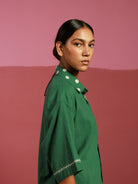 Winglore - Green Hand Embroiderd Pure Linen Ladybug Oversized Shirt - CiceroniUnisex ShirtsWinglore
