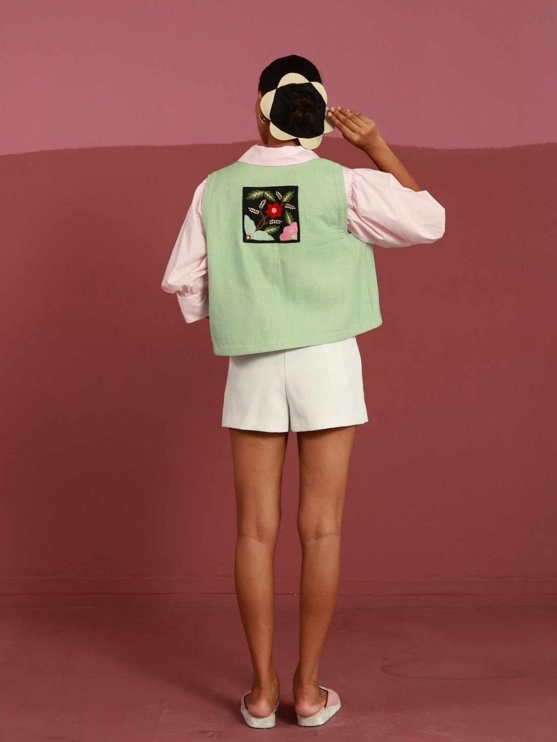 Winglore - Green Honeydew Hand Embroidered Gilet - CiceroniJacketsWinglore