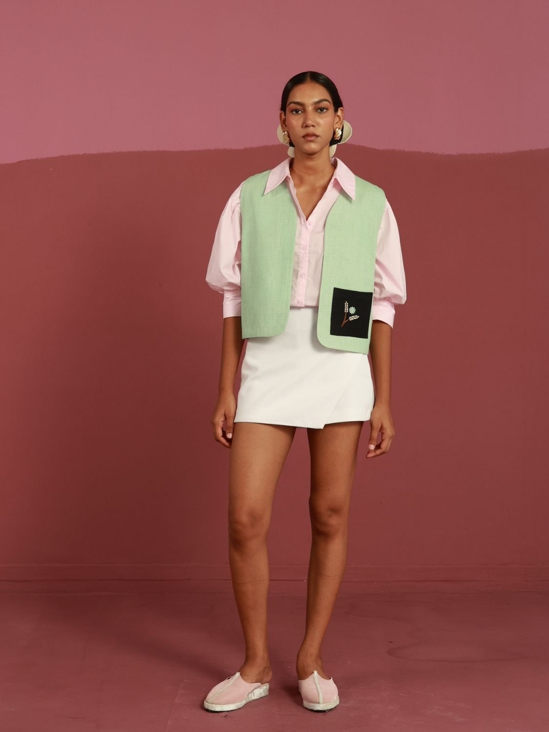 Winglore - Green Honeydew Hand Embroidered Gilet - CiceroniJacketsWinglore