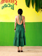 Winglore - Green Linen Hand Embroidered Halter Tent Dress - CiceroniDressesWinglore