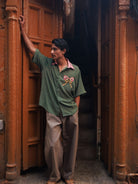 Winglore - Green Slub Cotton Hand-Embroidered Oversized Shirt - CiceroniUnisex ShirtsWinglore