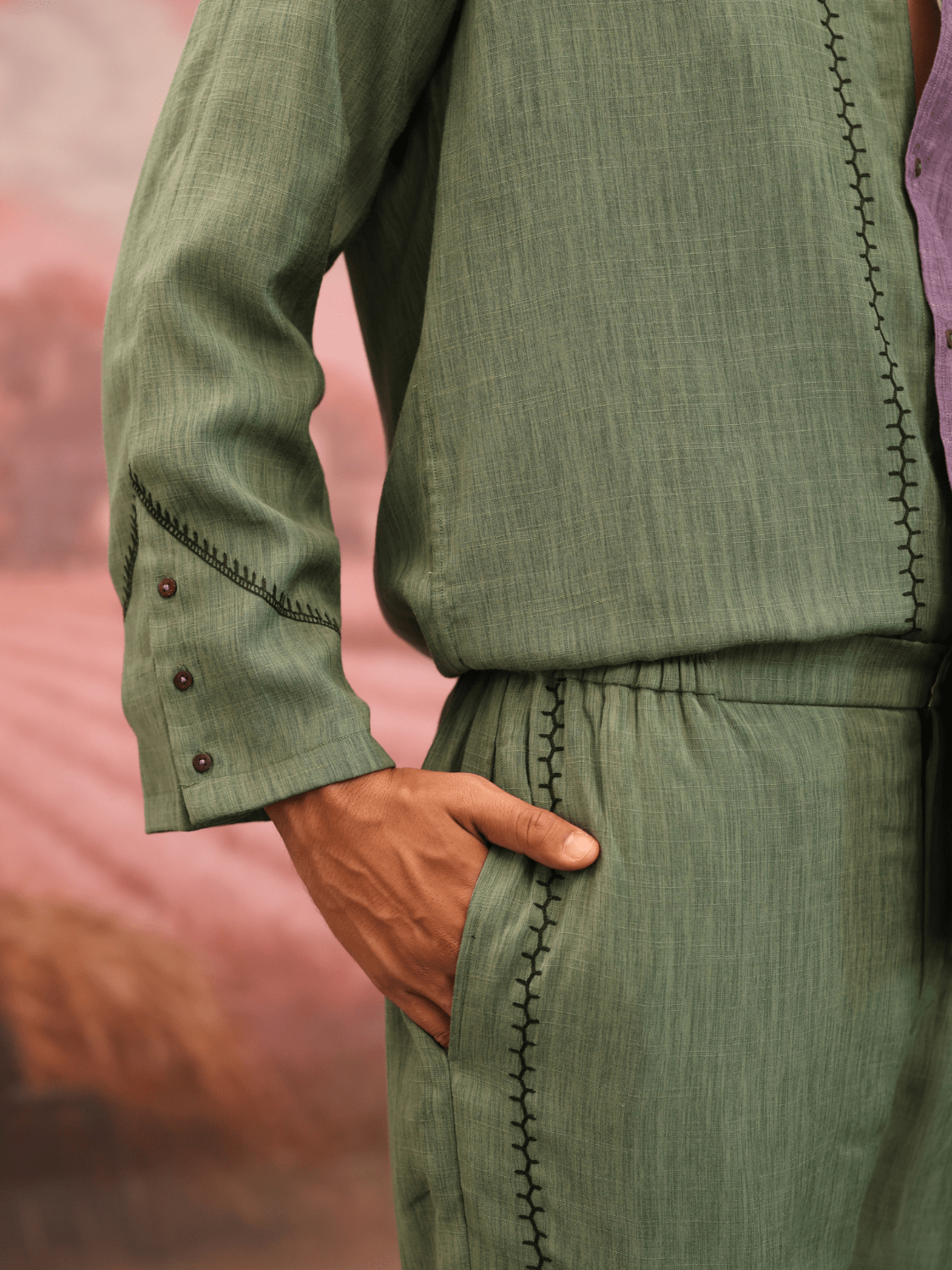 Winglore - Half and half: The Green Edition Owls Hand Embroidered Shirt & Pants - CiceroniCo-ord setWinglore