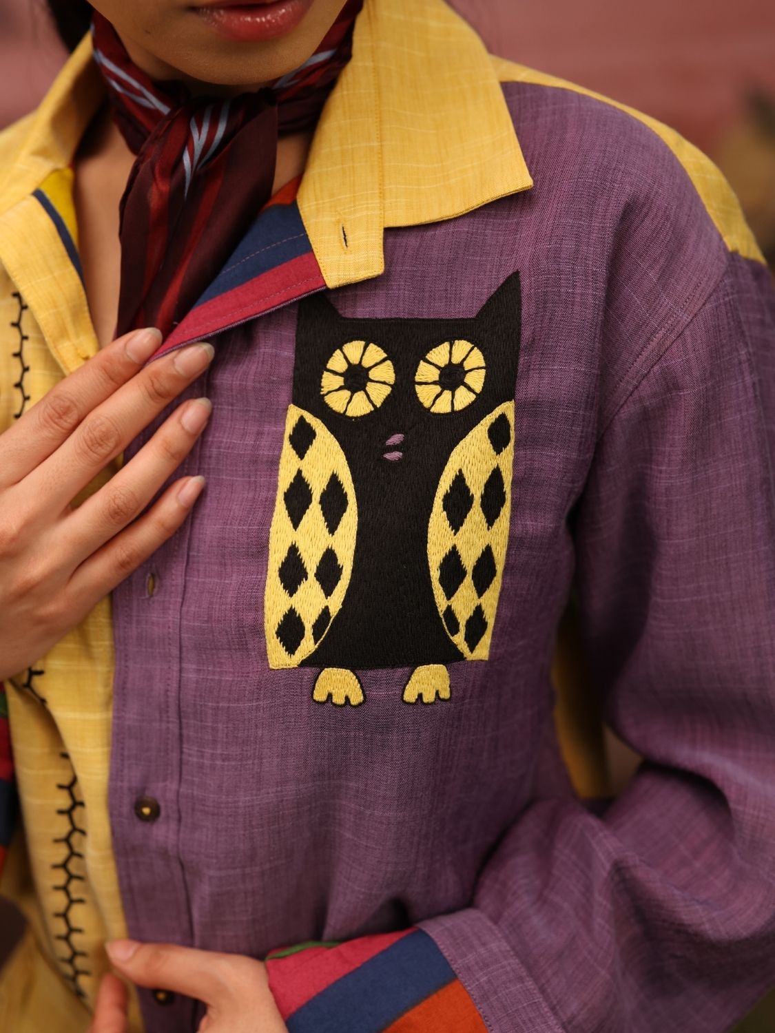 Winglore - Half and half: The Yellow Edition Owls Hand Embroidered Shirt & Pants - CiceroniCo-ord setWinglore