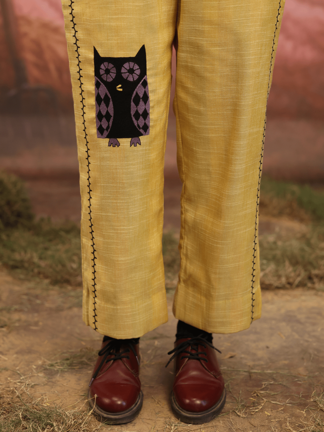 Winglore - Half and half: The Yellow Edition Owls Hand Embroidered Shirt & Pants - CiceroniCo-ord setWinglore