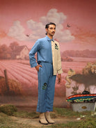 Winglore - Half & half: Blue flower Hand Embroidered Shirt & Pants - CiceroniCo-ord setWinglore