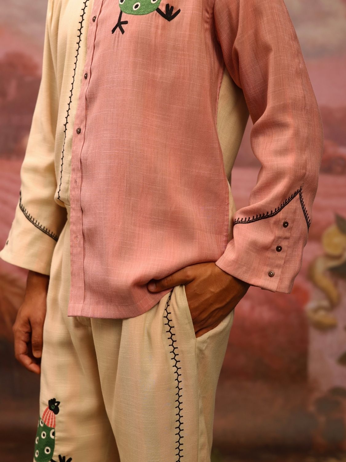 Winglore - Half & half: The Hens Hand Embroidered Shirt & Pants - CiceroniCo-ord setWinglore