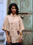 Winglore - Hand Embroiderd Kosa Silk Hooked on Checks Fish Oversized Shirt - CiceroniUnisex ShirtsWinglore