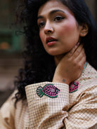 Winglore - Hand Embroidered Kosa Silk Fish Cape in Natural Honey Tone - CiceroniJacketsWinglore