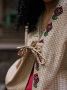Winglore - Hand Embroidered Kosa Silk Fish Cape in Natural Honey Tone - CiceroniJacketsWinglore