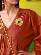 Winglore - Hand Embroidered Seahorses Linen V-Neck Dress - CiceroniDressesWinglore