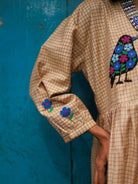 Winglore - Hand Emrbroidered Kosa Silk Birds Empire-line dress - CiceroniDressesWinglore