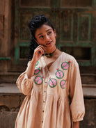 Winglore - Hand Emrbroidered Kosa Silk pomegranate Empire-line dress - CiceroniDressesWinglore
