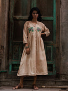 Winglore - Hand Emrbroidered Kosa Silk Quirky Cats Empire-line dress - CiceroniDressesWinglore