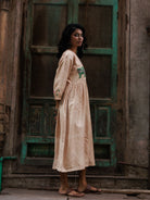 Winglore - Hand Emrbroidered Kosa Silk Quirky Cats Empire-line dress - CiceroniDressesWinglore