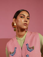 Winglore - Pink Doves Hand Embroidered Gilet - CiceroniJacketsWinglore