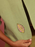 Winglore - Sage Green Leaf it On Hand Embroidered Gilet - CiceroniJacketsWinglore