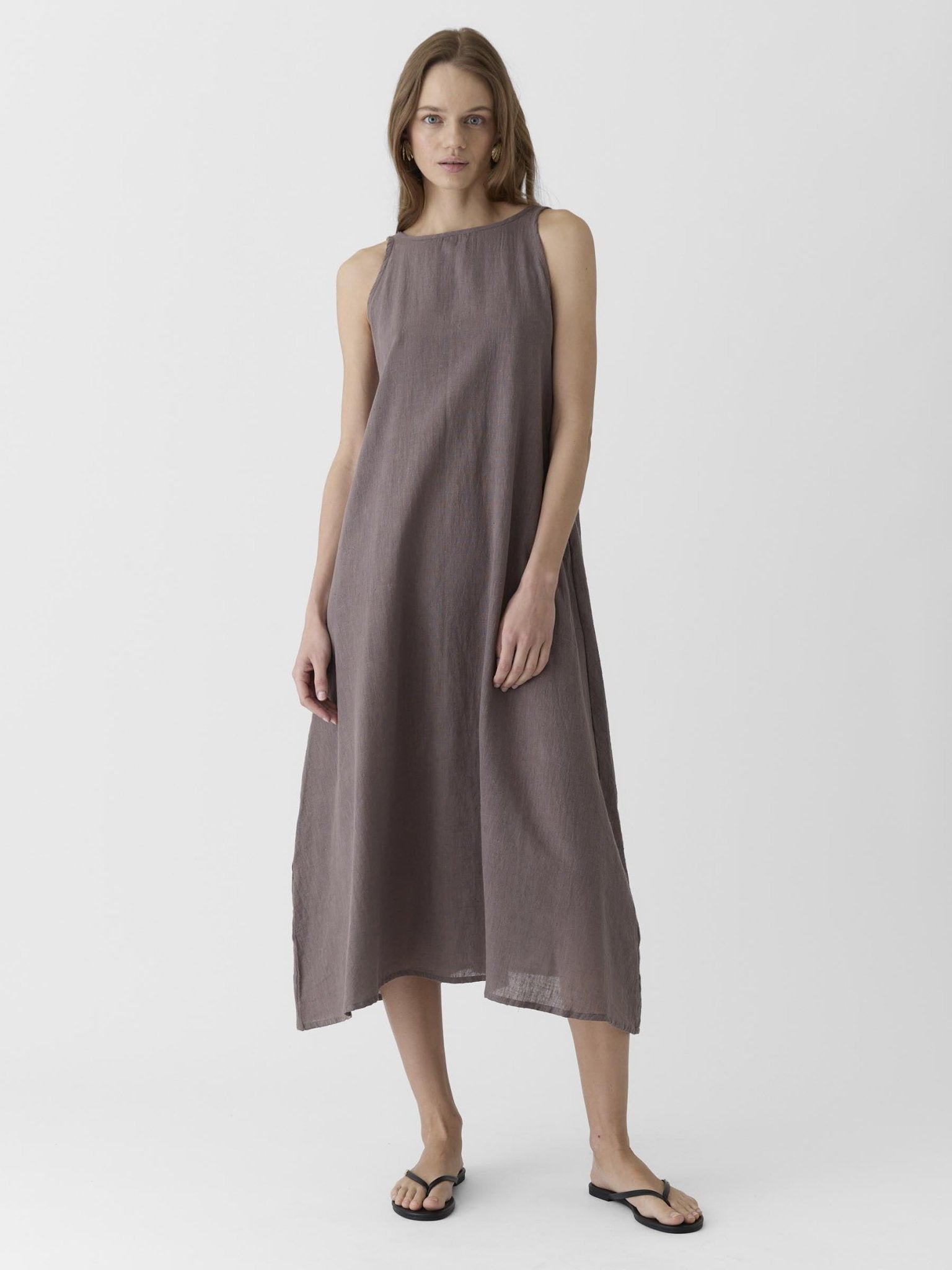 Women's A - Line Maxi Dress - Grayish Brown - CiceroniDressesMareen