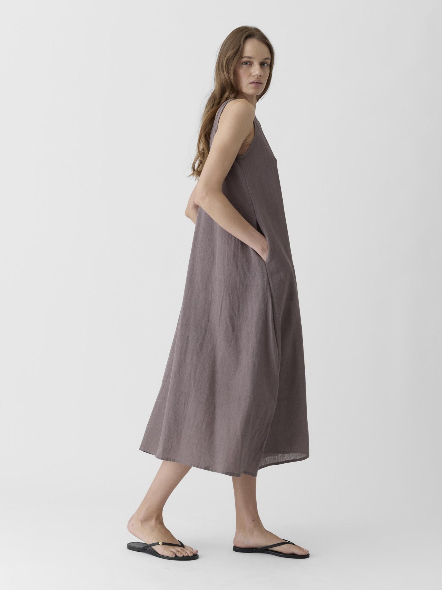 Women's A - Line Maxi Dress - Grayish Brown - CiceroniDressesMareen