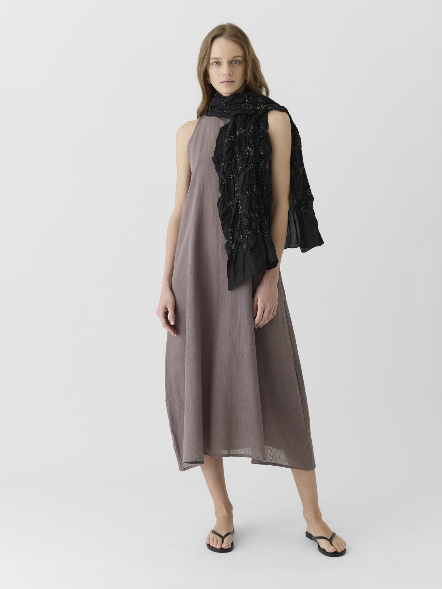 Women's A - Line Maxi Dress - Grayish Brown - CiceroniDressesMareen