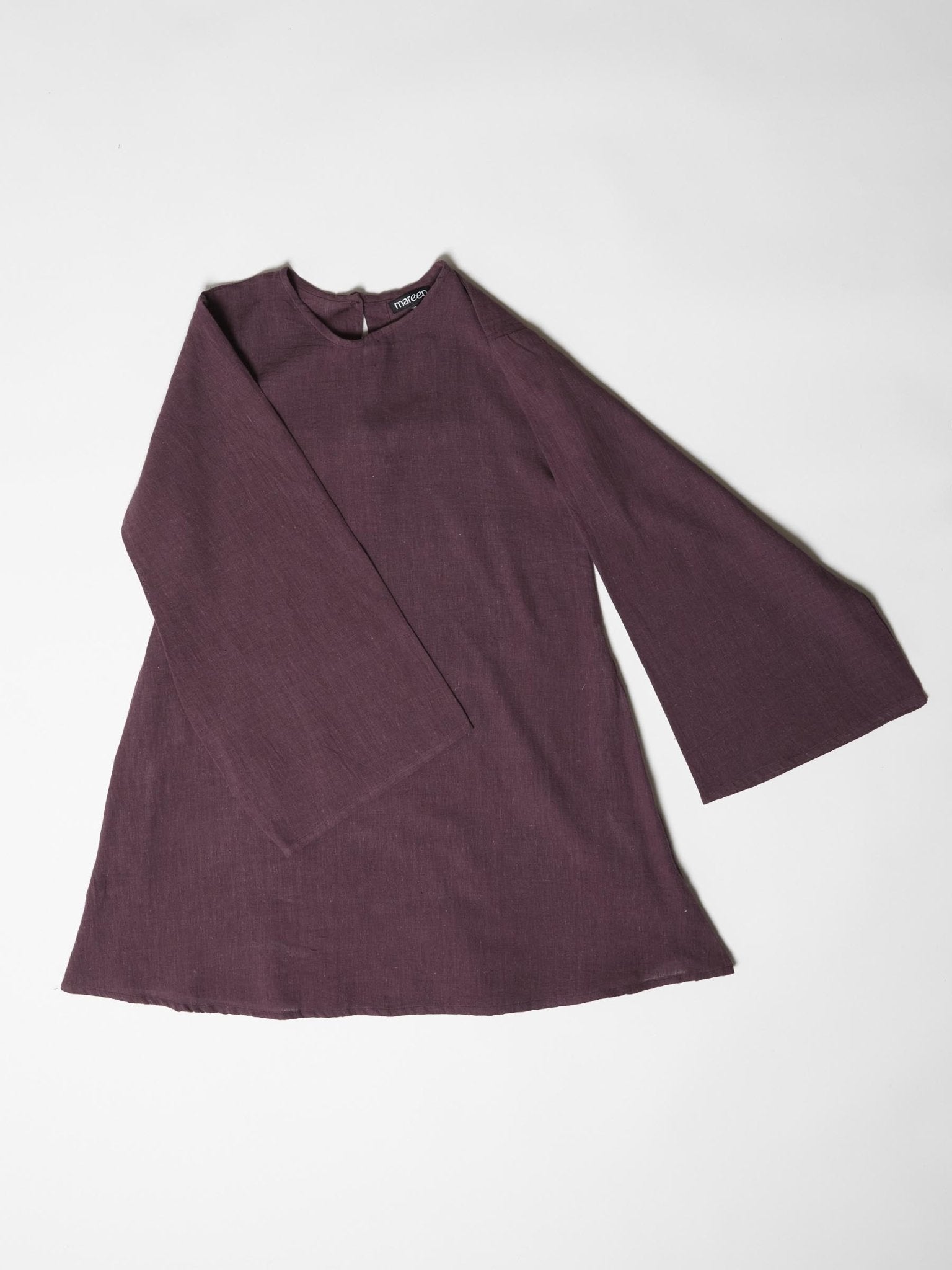 Women's Bell Sleeve Short Dress - Aubergine Purple - CiceroniDressesMareen