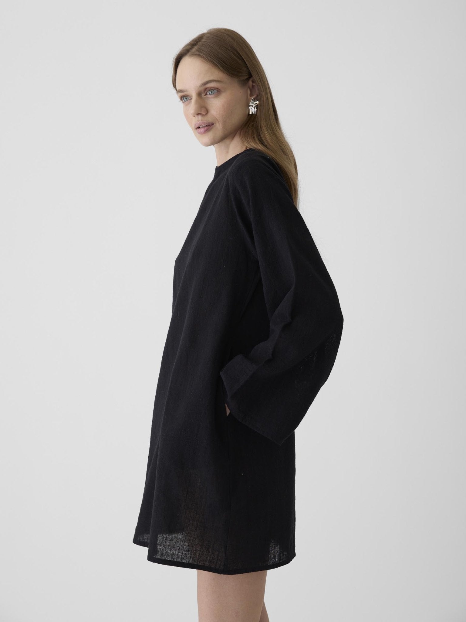 Women's Bell Sleeve Short Dress - Black - CiceroniDressesMareen