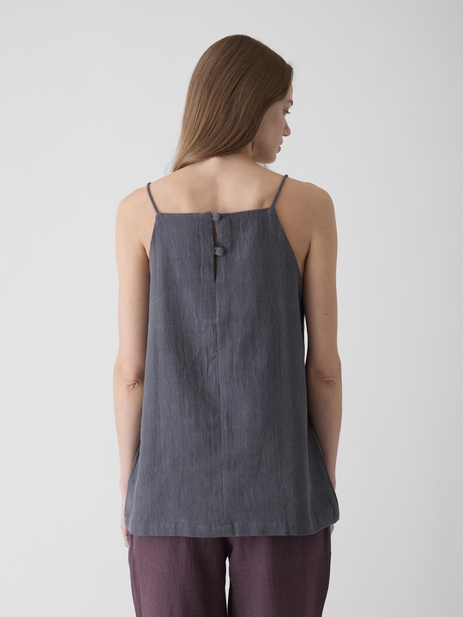 Women's High Neck Spaghetti Top - Graphite Gray - CiceroniTopsMareen