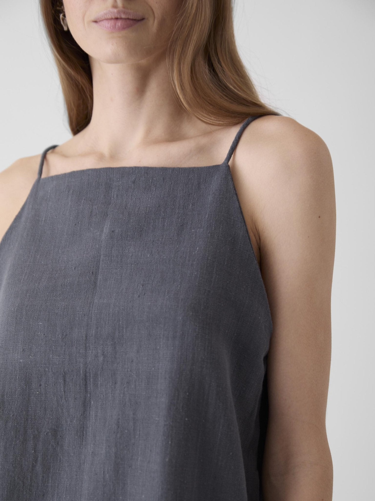 Women's High Neck Spaghetti Top - Graphite Gray - CiceroniTopsMareen