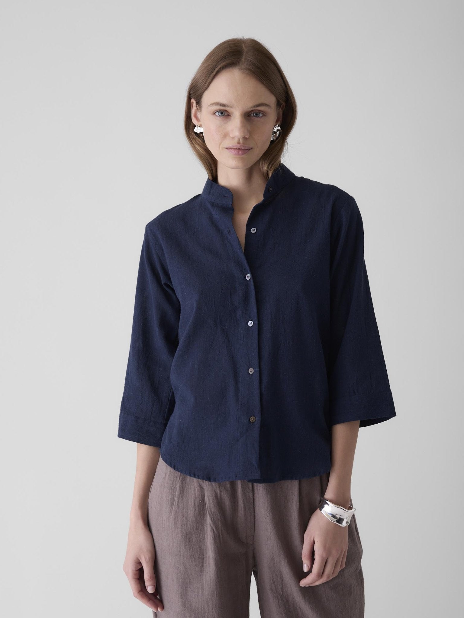 Women's Loose Sleeve Shirt - Navy Blue - CiceroniWomen ShirtsMareen
