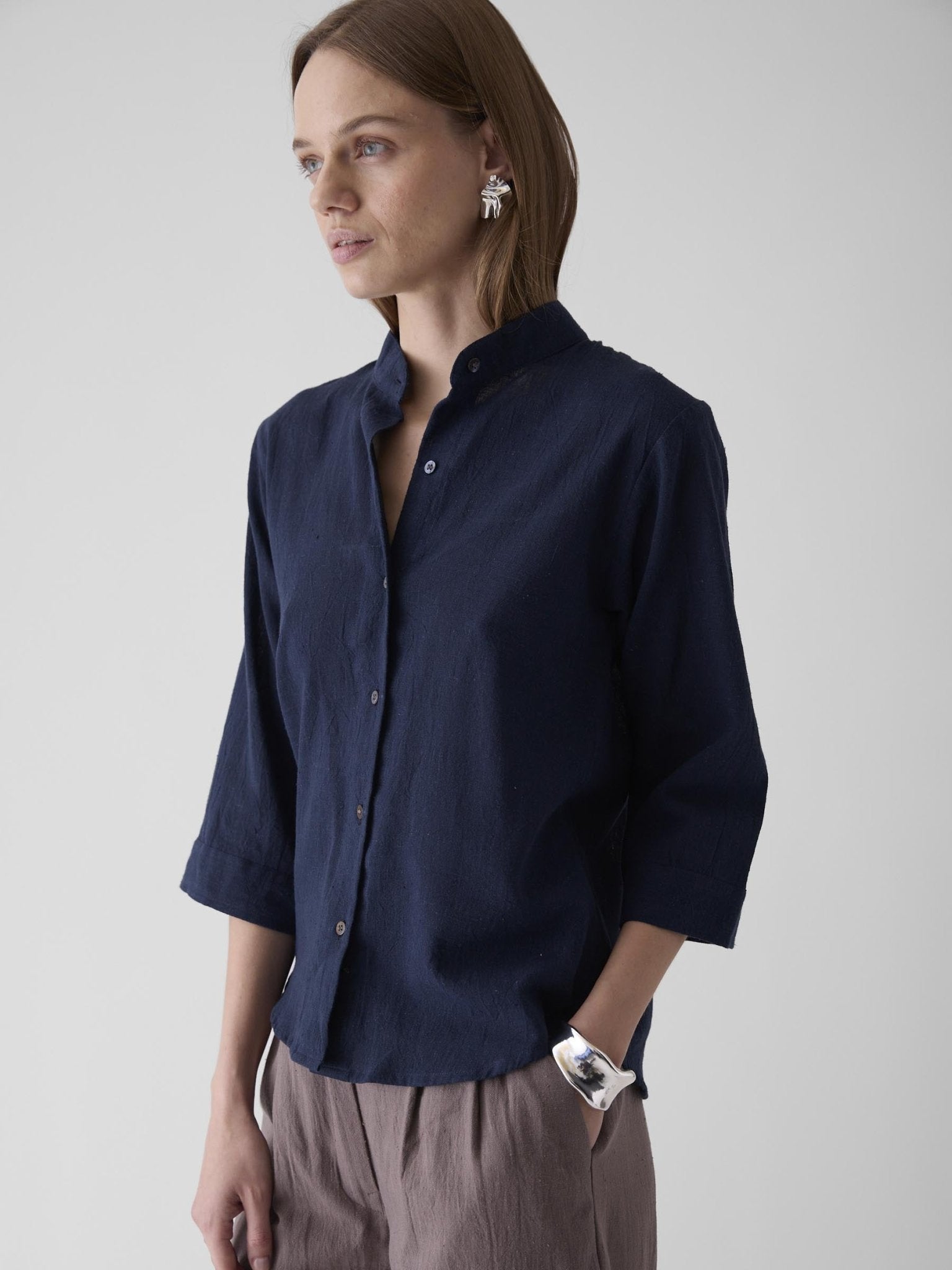 Women's Loose Sleeve Shirt - Navy Blue - CiceroniWomen ShirtsMareen
