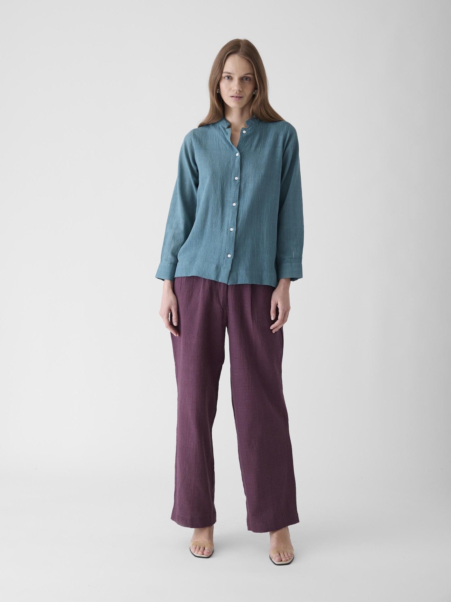 Women's Round Neck Shirt - Dark Cyan Blue - CiceroniWomen ShirtsMareen