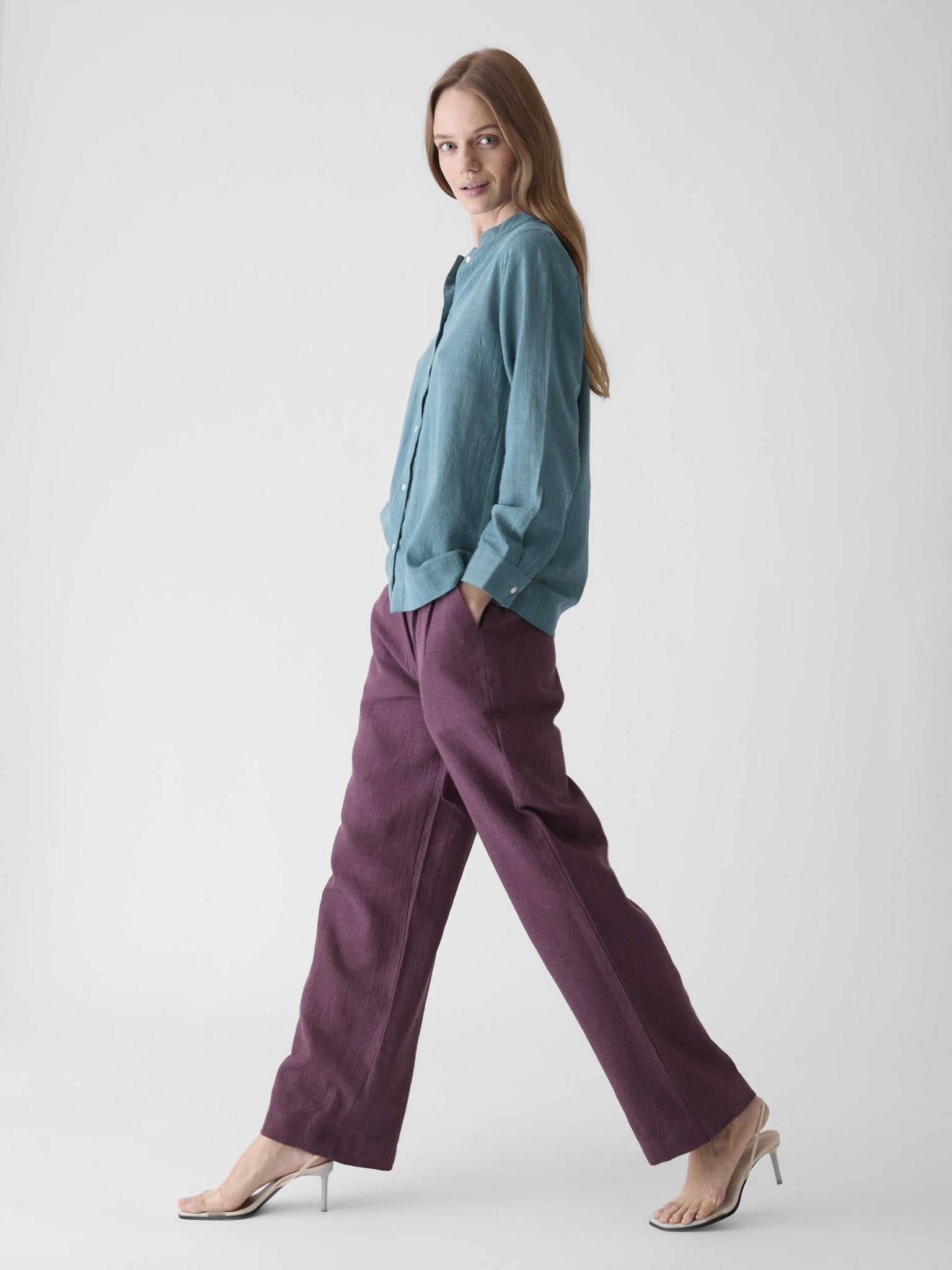 Women's Round Neck Shirt - Dark Cyan Blue - CiceroniWomen ShirtsMareen